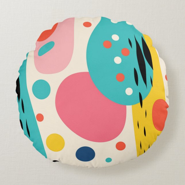 Retro Abstract Forest Pillow Rund Kudde (Framsidan)
