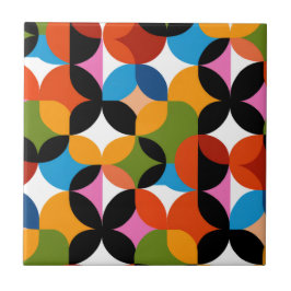 Retro Abstract Pattern Bold Mid Century Modern Kakelplatta