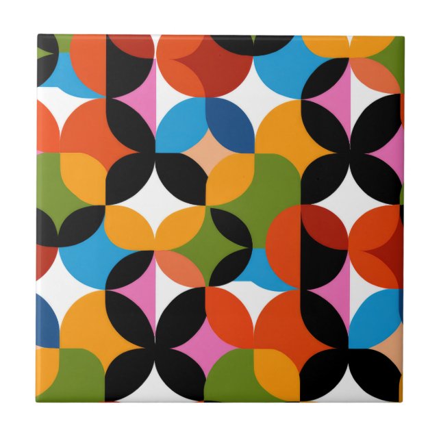 Retro Abstract Pattern Bold Mid Century Modern  Kakelplatta (Framsidan)