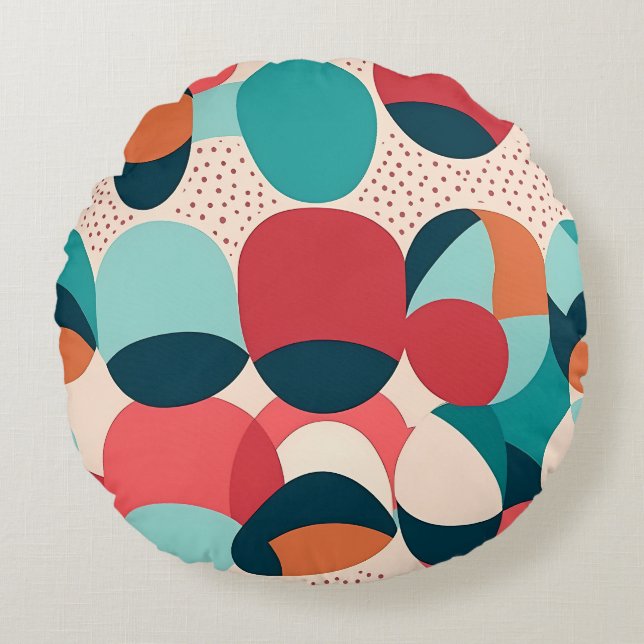 Retro Abstract Pebble Pillow Rund Kudde (Framsidan)