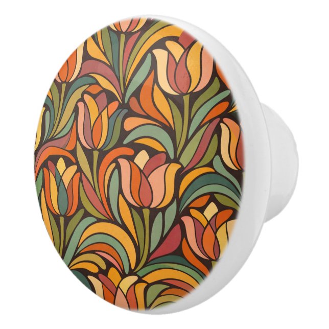 Retro Abstract Tulip Floral Pattern Knopp (Höger)