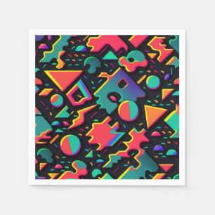 Retro Abstrakt 80s 90-tal Stil Napkins Pappersservett