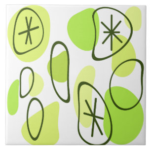 Retro Abstrakt Art Sten Chartreuse Kakelplatta