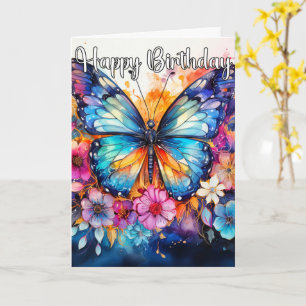Retro Abstrakt Artistic Butterfly   Grattis på föd Kort