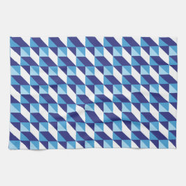 Retro Abstrakt Blåa Nyanser Geometriskt Mönster Kökshandduk