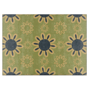 Retro Abstrakt Black och Gula blommor Mönster