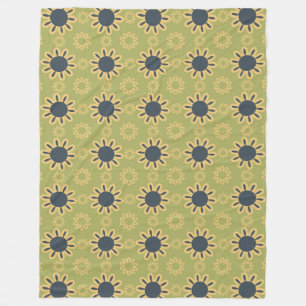 Retro Abstrakt Black och Gula blommor Mönster Fleecefilt