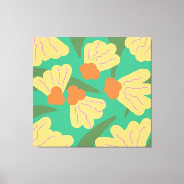 Retro Abstrakt Blommor Canvastryck (Framsida)