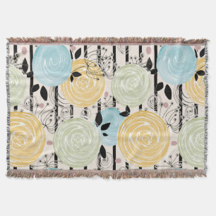 Retro, abstrakt blommor filt