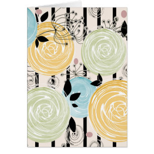Retro, abstrakt blommor hälsningskort