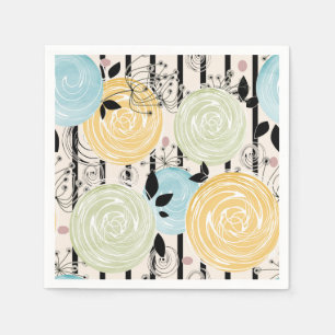 Retro, abstrakt blommor pappersservett