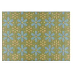 Retro Abstrakt Blue och Gula blommor Mönster