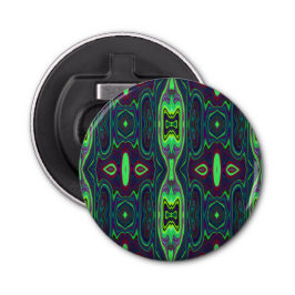 Retro Abstrakt Chartreuse, Red and Blue Mönster Flasköppnare