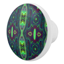 Retro Abstrakt Chartreuse, Red and Blue Mönster Knopp