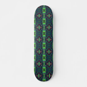 Retro Abstrakt Chartreuse, Red and Blue Mönster Mini Skateboard Bräda 18,5 Cm