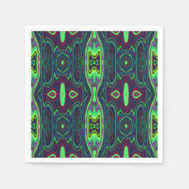 Retro Abstrakt Chartreuse, Red and Blue Mönster Pappersservett