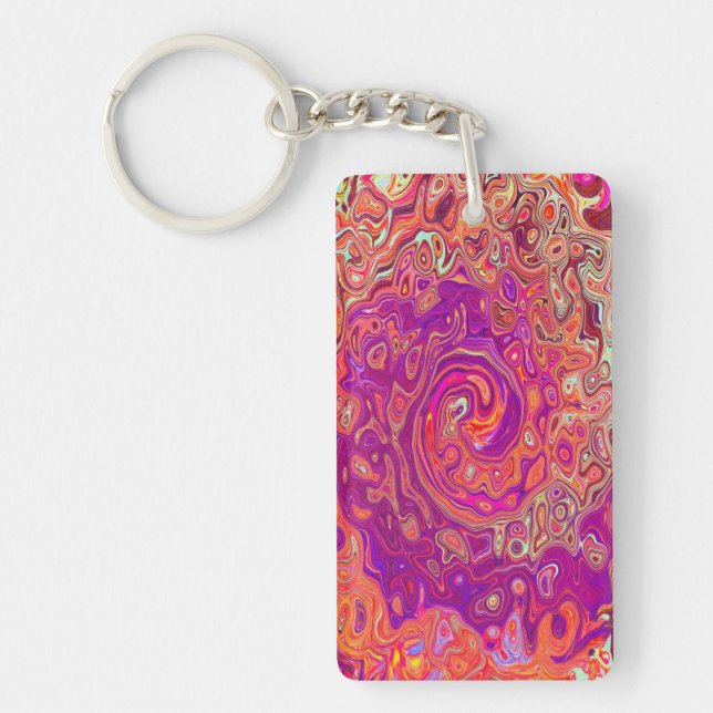 Retro Abstrakt Coral och Lila Marble Swirl (Framsidan)