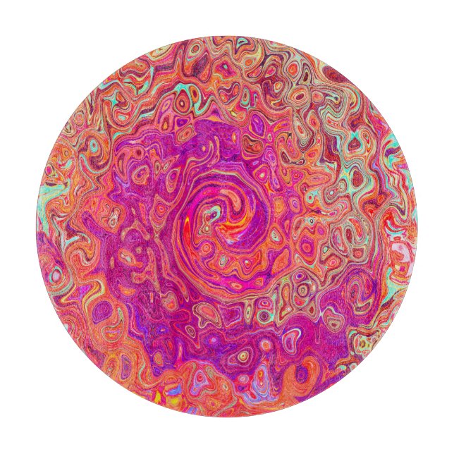 Retro Abstrakt Coral och Lila Marble Swirl (Framsidan)