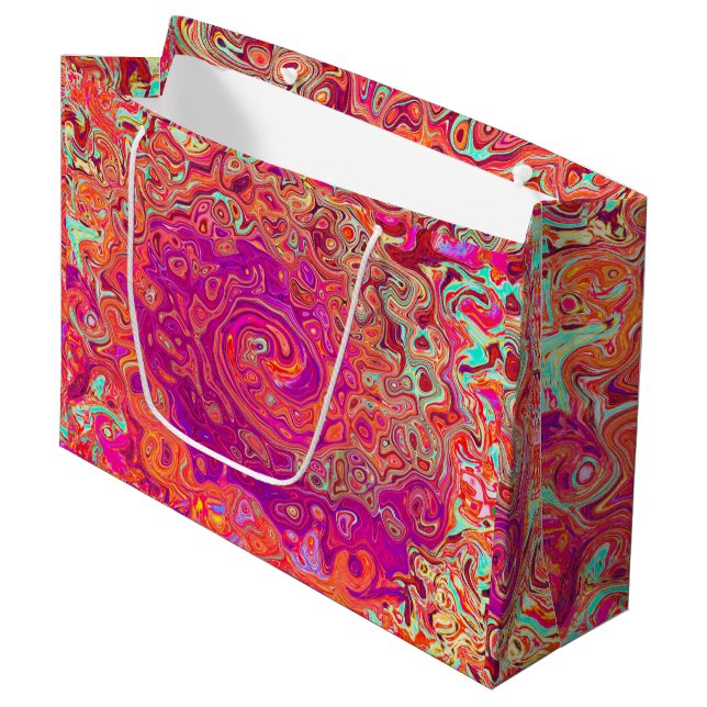 Retro Abstrakt Coral och Lila Marble Swirl (Framsidan Vinklad)