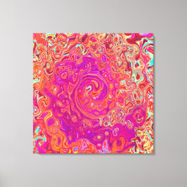 Retro Abstrakt Coral och Lila Marble Swirl Canvastryck