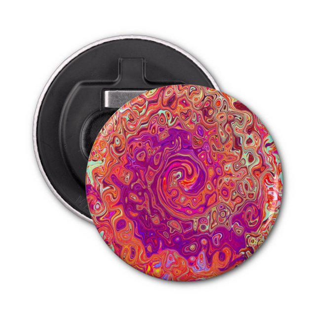 Retro Abstrakt Coral och Lila Marble Swirl Flasköppnare (Framsidan)