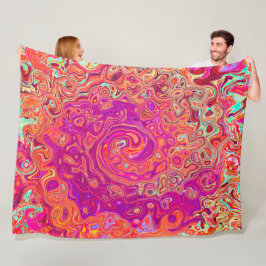 Retro Abstrakt Coral och Lila Marble Swirl Fleecefilt