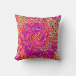 Retro Abstrakt Coral och Lila Marble Swirl Kudde