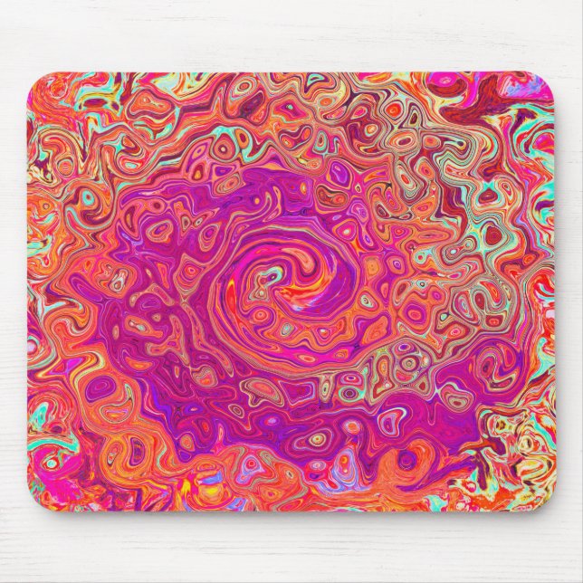 Retro Abstrakt Coral och Lila Marble Swirl Musmatta (Framsidan)