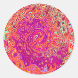 Retro Abstrakt Coral och Lila Marble Swirl Runt Klistermärke