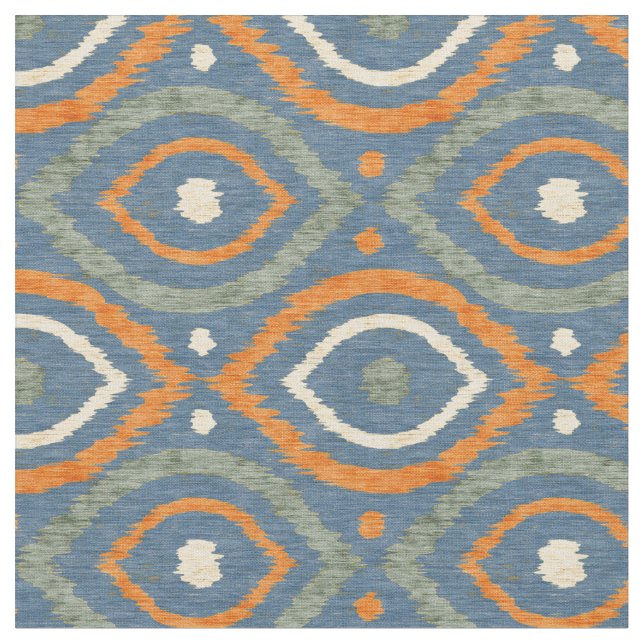 Retro abstrakt design i blå Ikat navajo stil Tyg (Närbild)