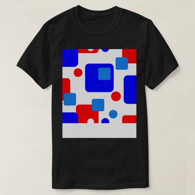 Retro Abstrakt Dream Space Blue Red on White T Shirt (Design framsida)