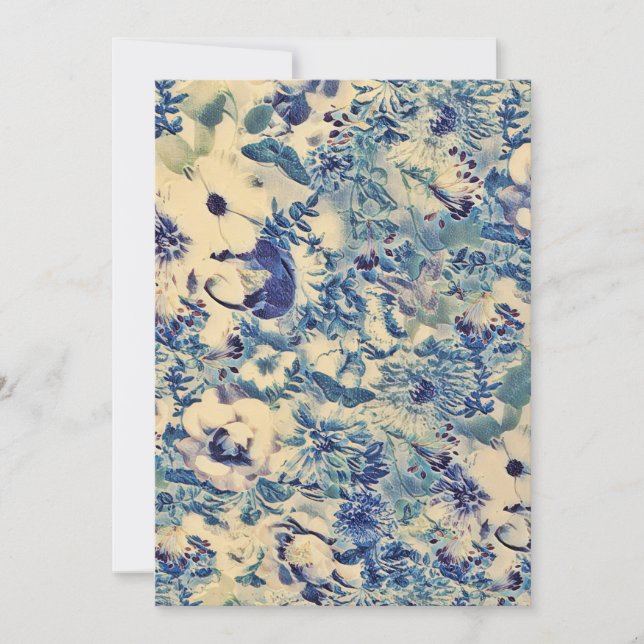 Retro Abstrakt Flowers Butterfly Artwork Garden Julkort (Framsida)