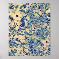Retro Abstrakt Flowers Butterfly Artwork Garden