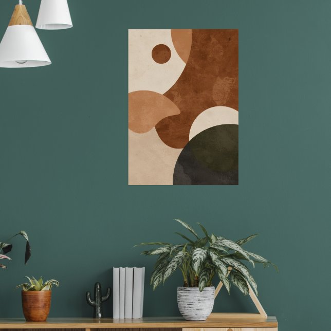 Retro Abstrakt Formaffisch | Terrakotta Bauhaus  Poster (Vardagsrum 1)