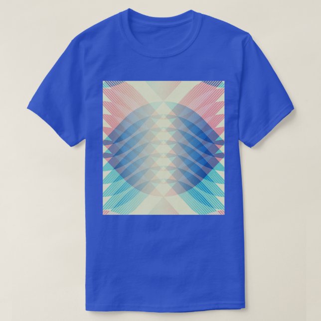 Retro Abstrakt Geometric Linjer Shapes Red Blue Cr T Shirt (Design framsida)