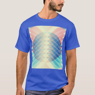 Retro Abstrakt Geometric Linjer Shapes Red Blue Cr T Shirt