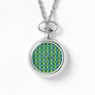 Retro Abstrakt Geometric Mönster i blått och Grönt Armbandsur
