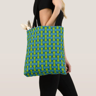 Retro Abstrakt Geometric Mönster i blått och Grönt Tygkasse