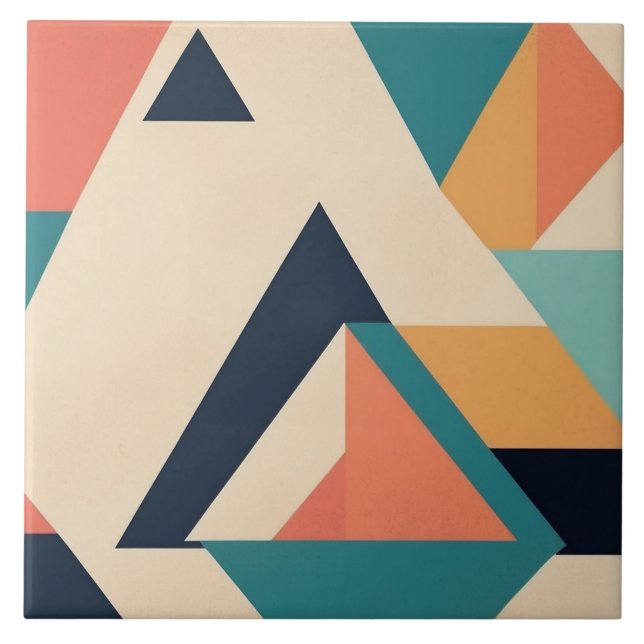 Retro Abstrakt Geometric Mönster Kakelplatta (Framsidan)
