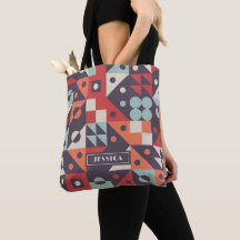 Retro Abstrakt Geometric Mönster Personlig Namn