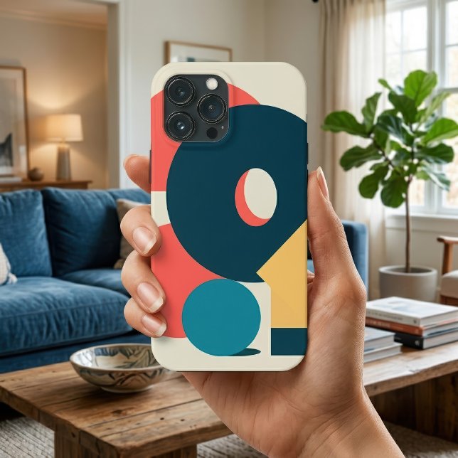 Retro Abstrakt Geometrisk Risograf Konst Design (Retro Abstract Geometric Risograph Art Design. iPhone Case)
