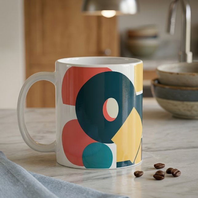 Retro Abstrakt Geometrisk Risograf Konst Design Kaffemugg (Retro Abstract Geometric Risograph Art Design. Coffee Mug)