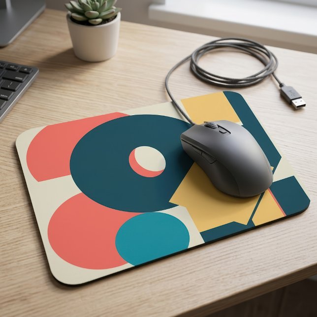 Retro Abstrakt Geometrisk Risograf Konst Design Musmatta (Retro Abstract Geometric Risograph Art Design. Mouse Pad)