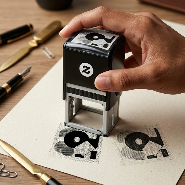 Retro Abstrakt Geometrisk Risograf Konst Design Självfärgande Stämpel (Retro Abstract Geometric Risograph Art Design. Self-inking Stamp)