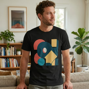 Retro Abstrakt Geometrisk Risograf Konst Design T Shirt