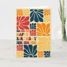 Retro Abstrakt Groovy Flower Blommar Birthday