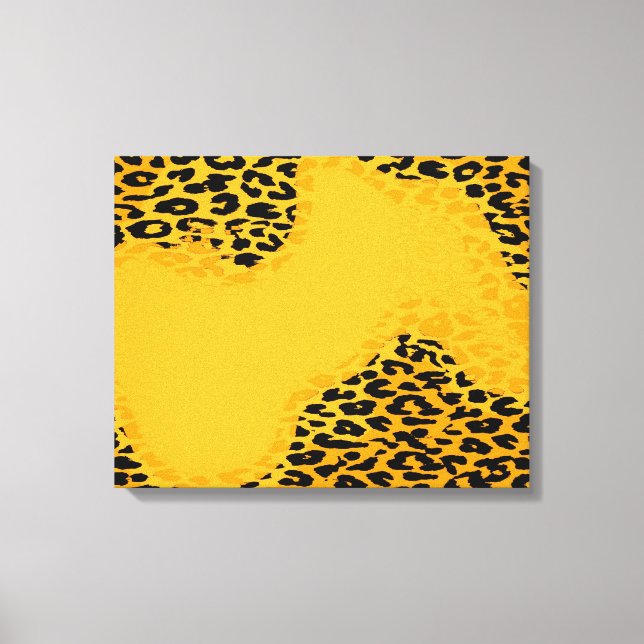 Retro Abstrakt Leopard print skin (gult, svart) Canvastryck (Framsida)