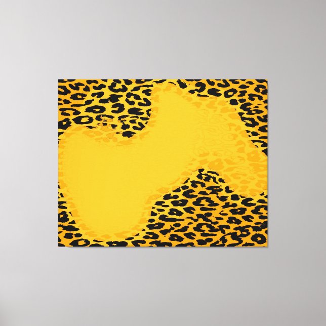 Retro Abstrakt Leopard print skin (gult, svart) Canvastryck (Framsida)