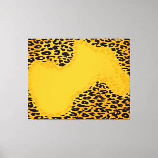 Retro Abstrakt Leopard print skin (gult, svart) Canvastryck