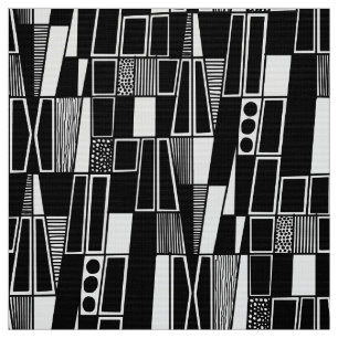 Retro Abstrakt Mönster 300521 - Svartvit Tyg